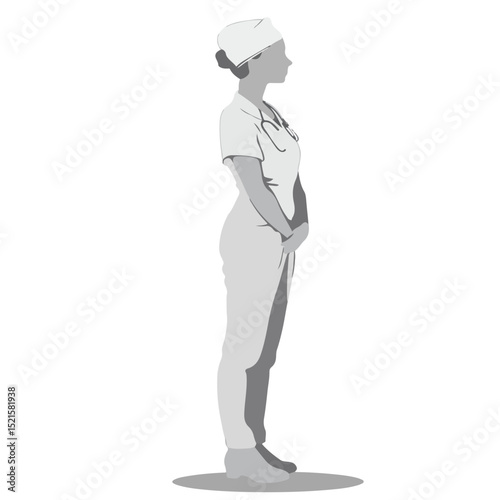 Professional Vector Illustration of Nurse Staff in a Medical Hospital Setting with Shadows