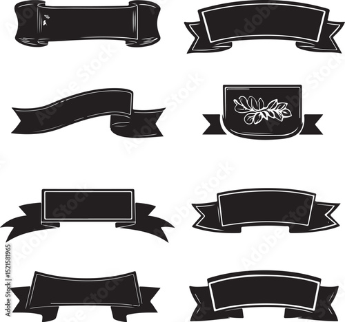 Collection of black bows and ribbons silhouettes