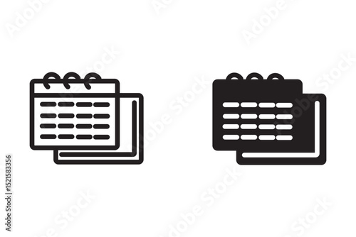 Calendar icon set. Line and glyph calendar set. Month cal