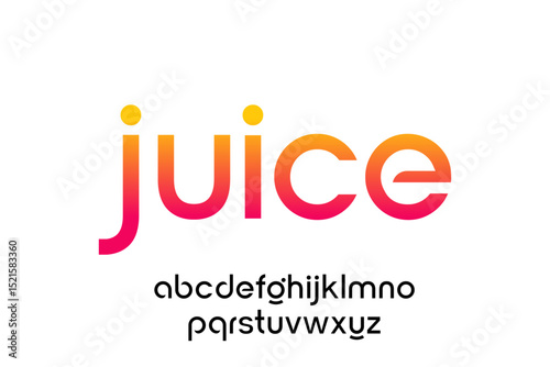 word of juice. modern minimalist clean alphabet font. lowercase bold and  round typography vector illustration design