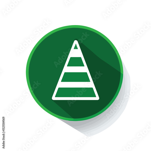 Professional Road Cone Warning Sign Design with Green Circle Shadow for Safety Precautions