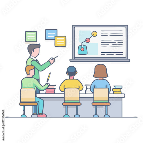 Business people work collaboratively at an office desk, utilizing laptops and technology for communication and network tasks