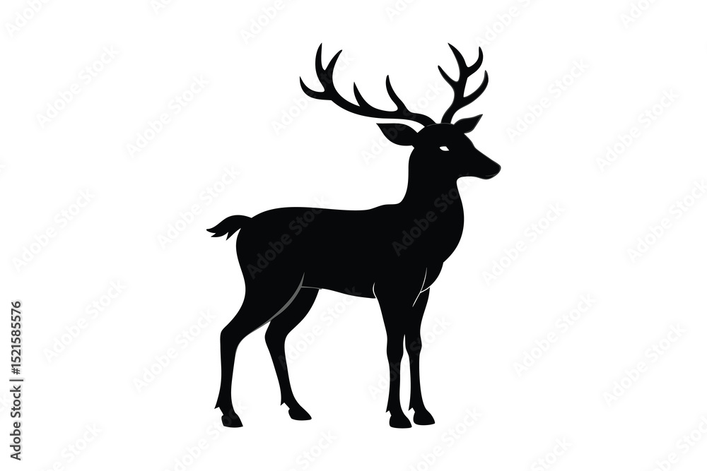 Obraz premium deer silhouette vector illustration isolated on white background