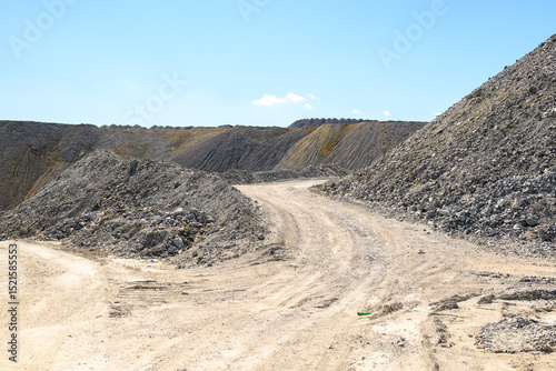 Heaps of tailings and mine dumps in Bor, Eastern Serbia, large copper mine owned by Chinese mining company Zijin Mining Group photo