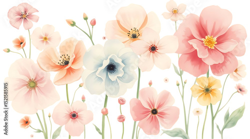 Watercolor flowers illustration – Hand-painted floral set