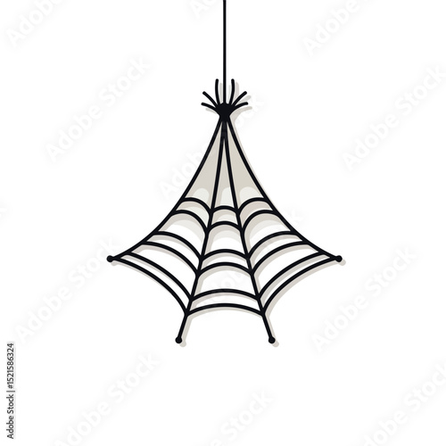 Detailed Spider Web Hanging Isolated Icon Vector Illustration for Graphic Design Projects