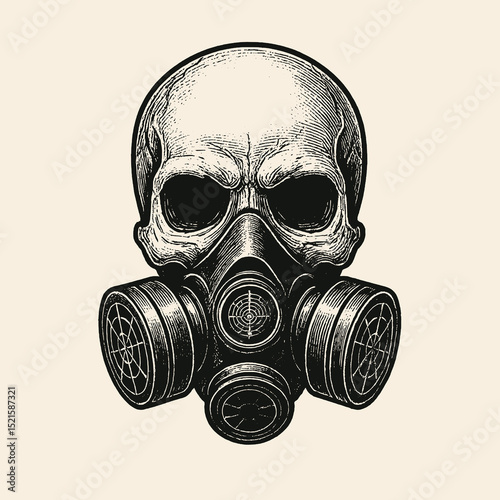 Skull with Gas Mask Vector Illustration