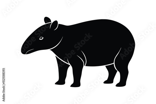 Tapir silhouette vector illustration on white background  photo