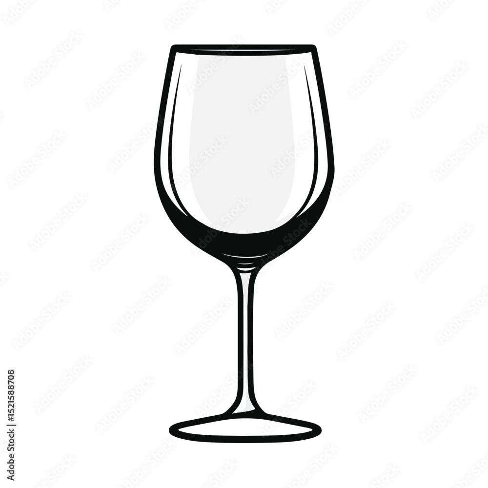 Elegant Wine Glass Icon on White Background - Vector Illustration for Design Projects Elegant Wine Glass Icon on White Background - Vector Illustration for Design Projects