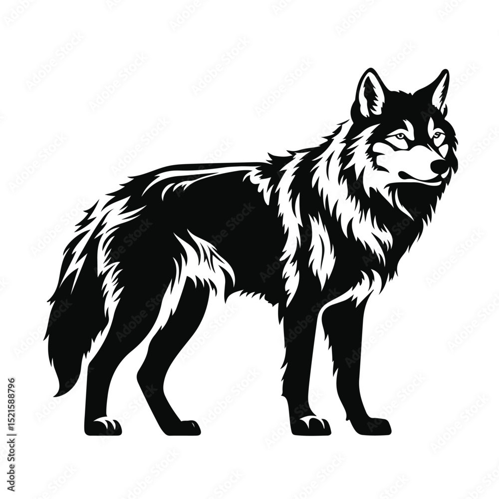Fototapeta premium Professional Wolf Animal Silhouette Vector Illustration for Designs and Projects