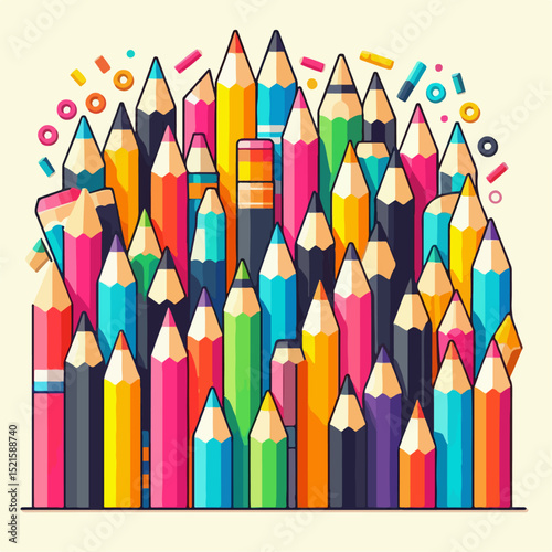 color pencils vector illustration
