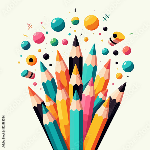 color pencils vector illustration