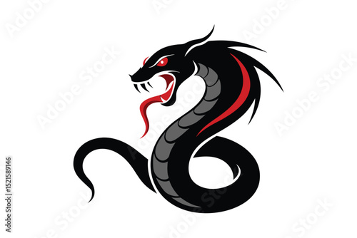 Angry viper silhouette isolated on white background
