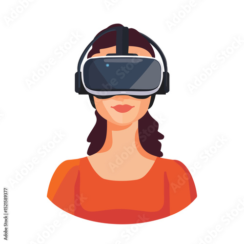 Professional Portrait of a Woman Wearing Virtual Reality Headset for Innovation and Technology Concept