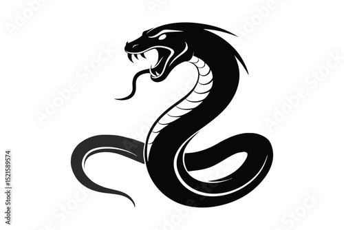 Angry viper silhouette isolated on white background