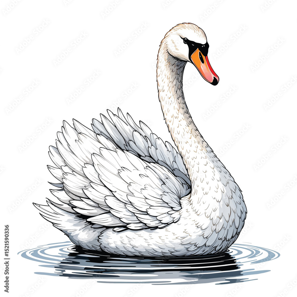 Fototapeta premium Adorable cartoon Swan vector illustration isolated