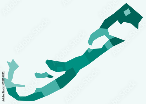 Map of Bermuda with regions. Just a simple country border map with region division. Teal color palette. Blank Bermuda shape with administrative division. Vector illustration.