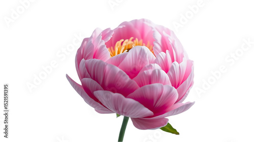 Crepe paper single peony flower isolated on white background