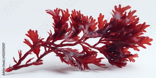 Vibrant Red Algae Marine Plant on White Background