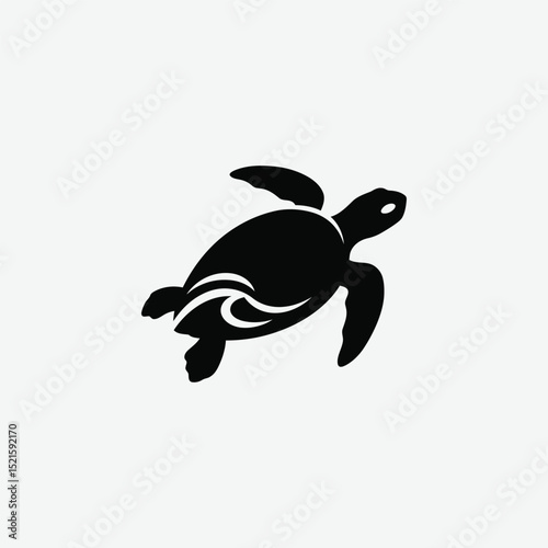Download a clean black silhouette of a sea turtle, ideal for ocean-themed graphics, marine conservation projects, tattoos, decals, logos, and educational materials. 