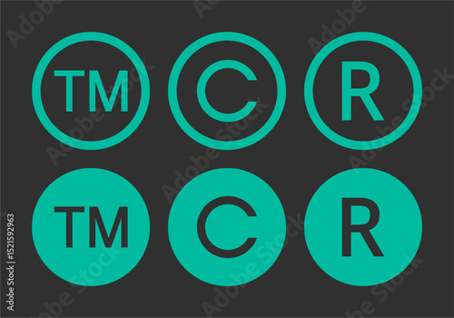 copyright symbol, trademark, Registered Trademark, vector icon