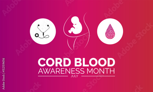  Cord Blood Awareness Month. July Medical Campaign Background for Health Education and Social Media
