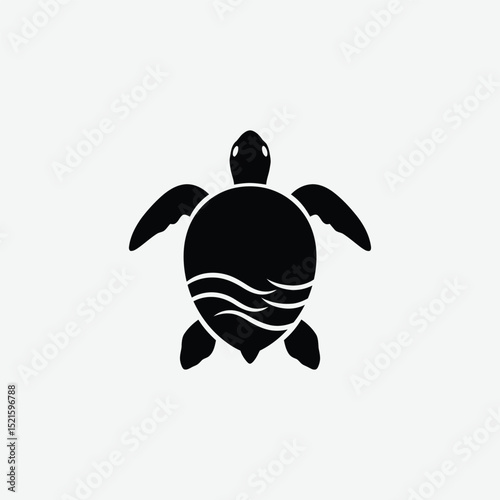 Download a clean black silhouette of a sea turtle, ideal for ocean-themed graphics, marine conservation projects, tattoos, decals, logos, and educational materials. 