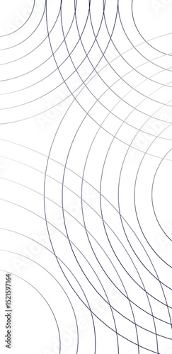 Minimalist Abstract Background of Intersecting Thin Gray Arcs and Circles on White