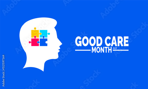July is Good Care Month.  People Caring for Others Illustration for Health and Family Support Themes