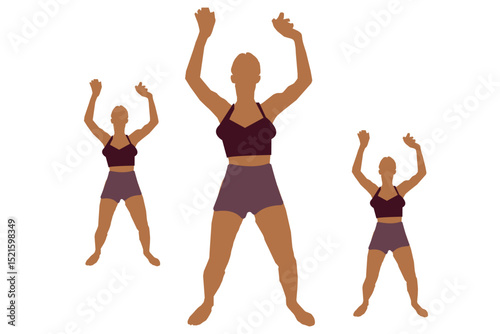 Woman doing Bodyweight squats exercise. Flat vector illustration isolated on white background