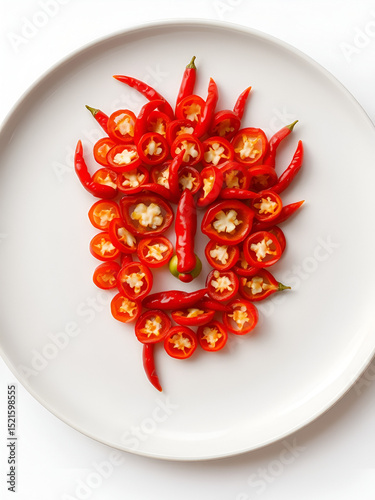 A human face is recreated using sliced red chillies as a creative representation of innovative food presentation ideas._00001_