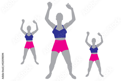 Woman doing Bodyweight squats exercise. Flat vector illustration isolated on white background