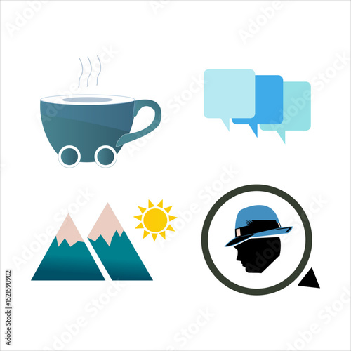 Logo Designs for Mountain Travel Mystery and Identity Adventure Featuring Spy and Landscape Icons