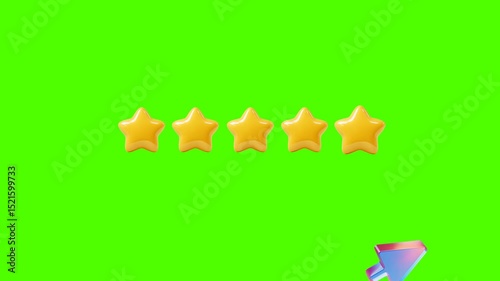 Five stars 3d animation. Click with cursor. Video with alpha channel.