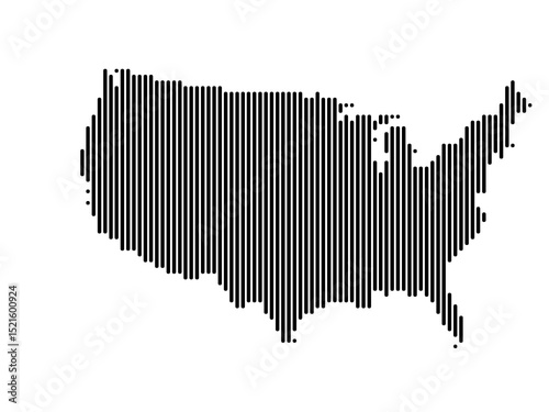 Vertical Lines Vector Map of United States Medium