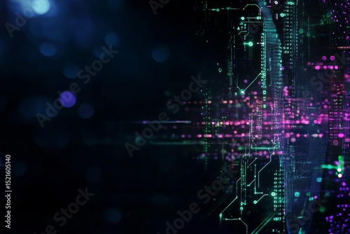 Futuristic Technology Backdrop Showcasing Circuit Patterns and Vibrant Colors in Digital Setting.