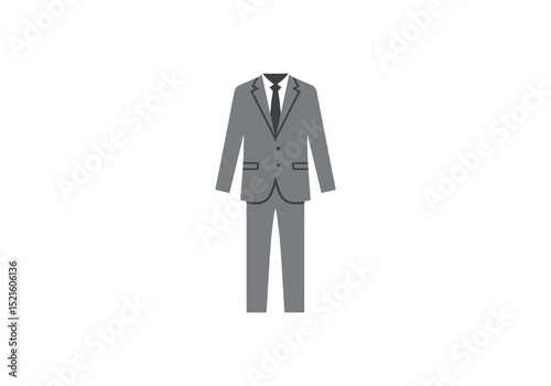 Flat Fashion Icon Set – Minimalist Men’s and Women’s Dress Outfits on White Background
