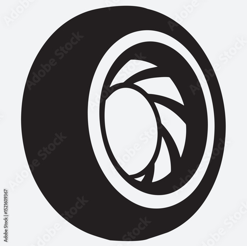 a car tire silhouette vector art illustration, vector illustration of a black tire icon