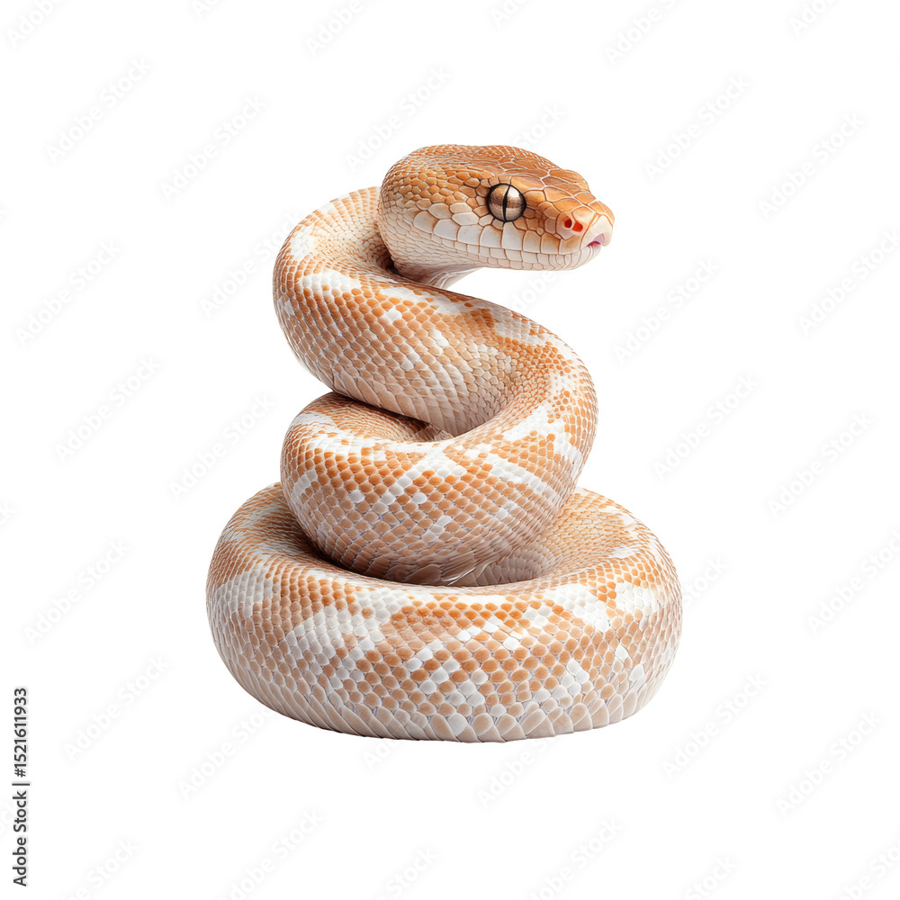 Obraz premium A snake wrapped around a tree branch a transparent background in nature close-up view with artistic composition