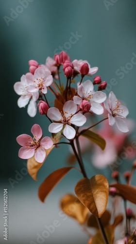 Delicate cherry blossom branch in full bloom showcasing spring floral beauty and elegance