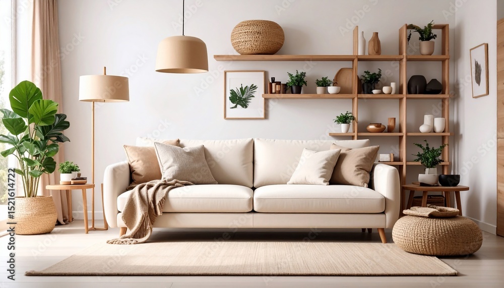 Fototapeta premium Modern Minimalist Living Room Interior Design