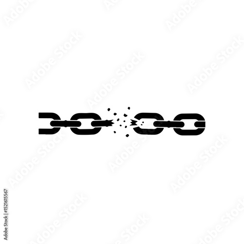 Broken chain silhouette icon vector flat design.