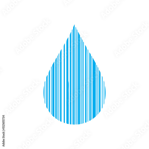 Water drop barcode silhouette icon vector flat design.
