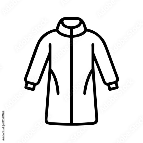 Disposable gown in simple line art style on white background  