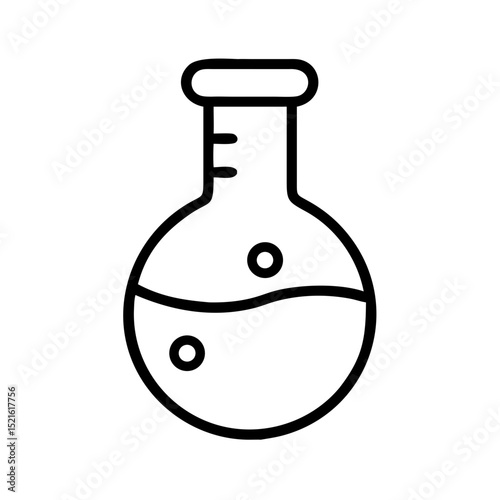 Laboratory flask with liquid in minimalist line art style  