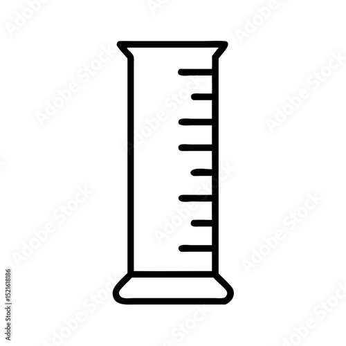 Graduated cylinder illustration in minimalist style with clear markings  