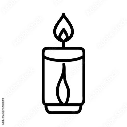 Bedtime candle with flame icon in outline style