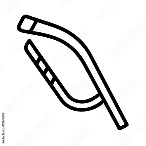 Bent rod isolated black icon in outline style