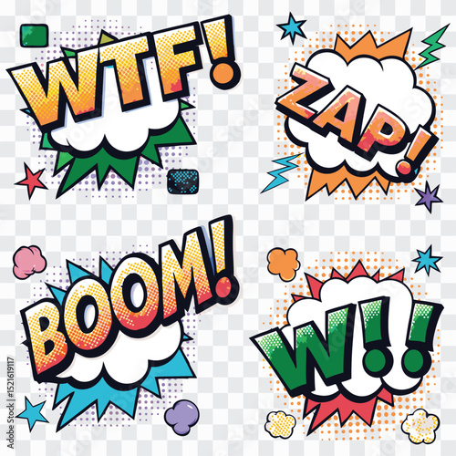 oK-Pow WTF Oops Comic PNG | Pop Art Expressions, Cartoon Speech Bubbles, Comic Effects