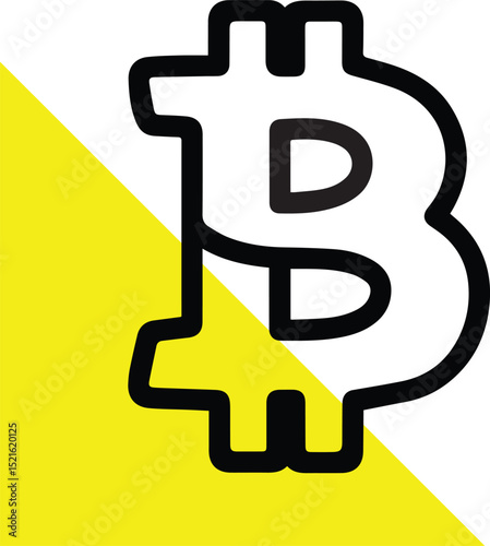 Bitcoin Symbol Outline – Crypto Currency Icon – Currency Icon Styled like the Bitcoin Logo – Clean and Bold Line Drawing of the Bitcoin B Icon, Ideal for Crypto Graphics and Branding